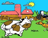 Vaca en la granja