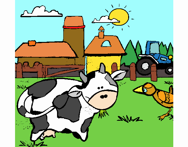 Vaca en la granja