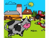 Vaca en la granja