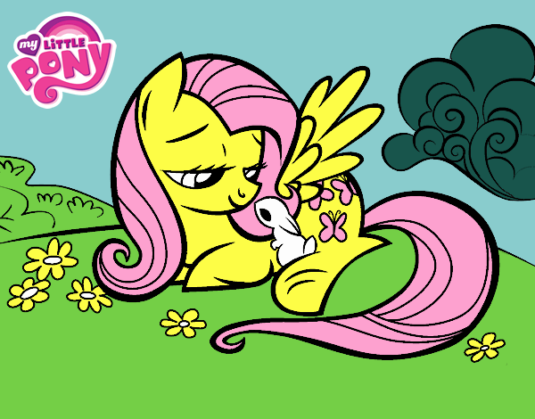 Fluttershy con un conejito