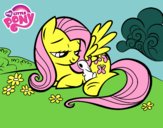 Fluttershy con un conejito