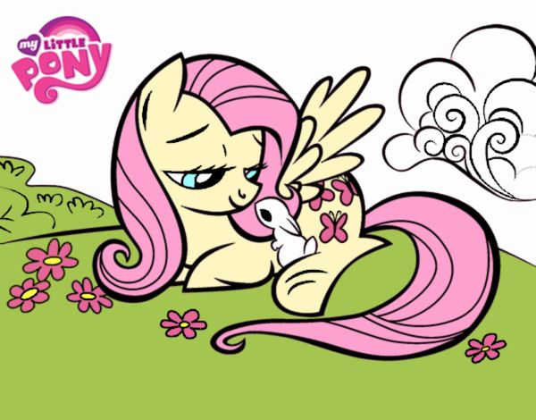 Fluttershy con un conejito