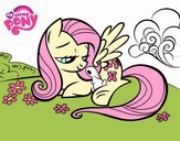 Fluttershy con un conejito