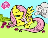 Fluttershy con un conejito