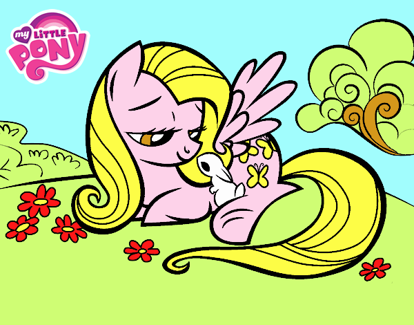 Fluttershy con un conejito