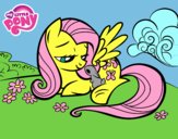 Fluttershy con un conejito