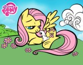 Fluttershy con un conejito