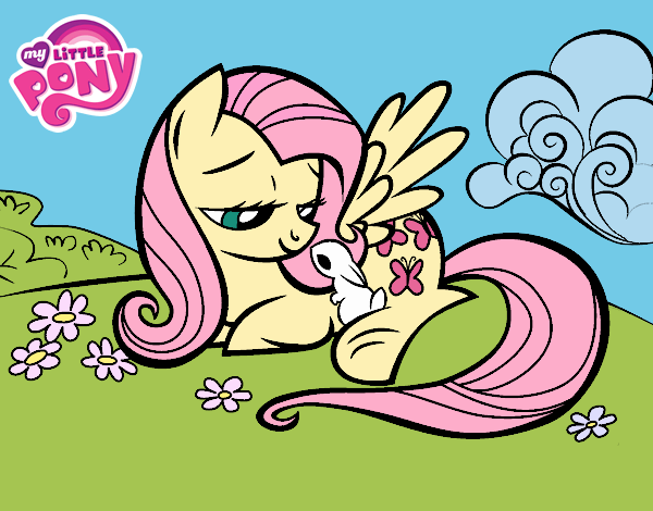 Fluttershy con un conejito