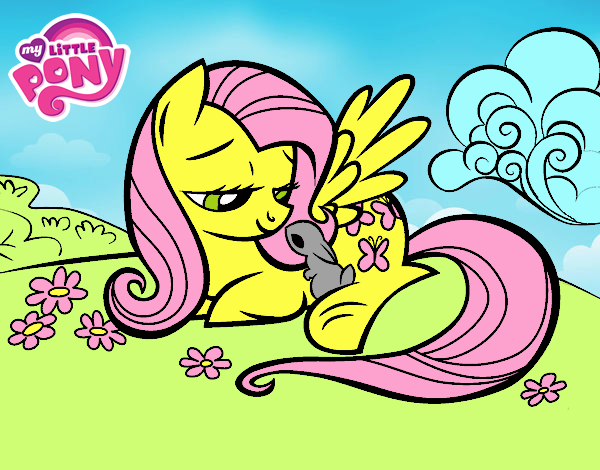 Fluttershy con un conejito