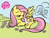 Fluttershy con un conejito