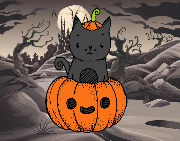 Un gatito de Halloween