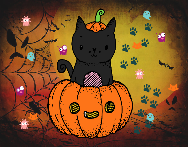 Un gatito de Halloween