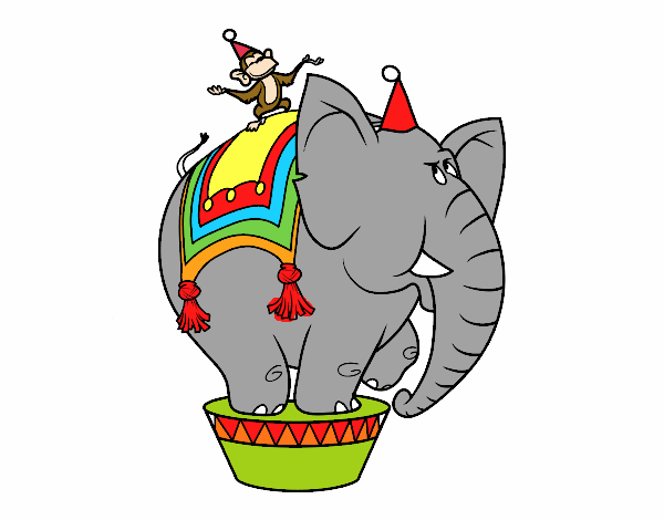 Elefante y mono de circo