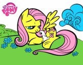 Fluttershy con un conejito