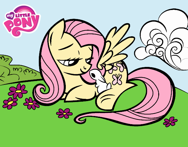 Fluttershy con un conejito