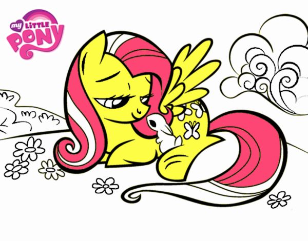 Fluttershy con un conejito