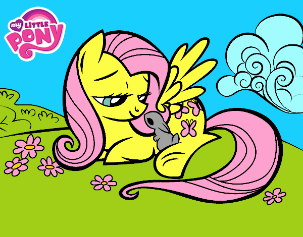 Fluttershy con un conejito