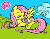 Fluttershy con un conejito