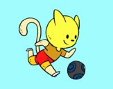 Gato jugando a fútbol