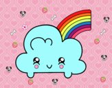 Nube con arco iris kawaii