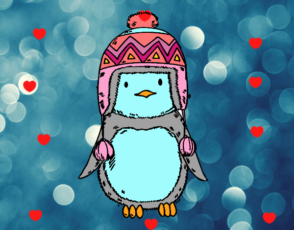 Bebé pingüino con gorrito