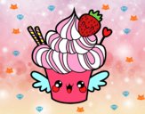 Cupcake kawaii con fresa