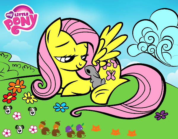 Fluttershy con un conejito