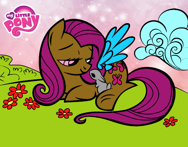 Fluttershy con un conejito