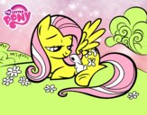 Fluttershy con un conejito