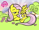 Fluttershy con un conejito