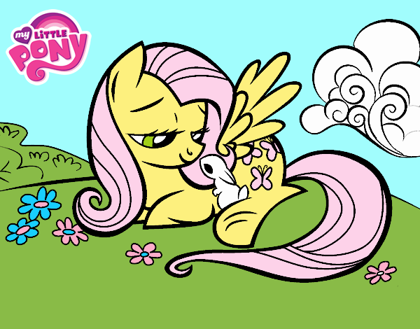 Fluttershy con un conejito