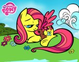 Fluttershy con un conejito