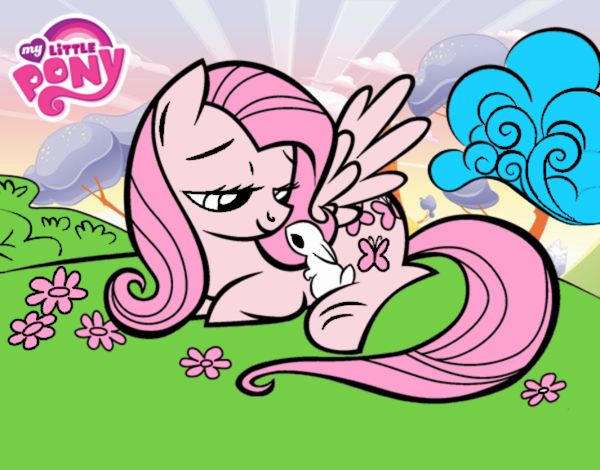 Fluttershy con un conejito