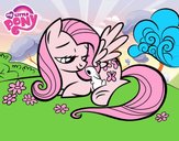 Fluttershy con un conejito