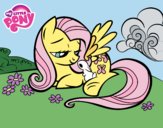 Fluttershy con un conejito