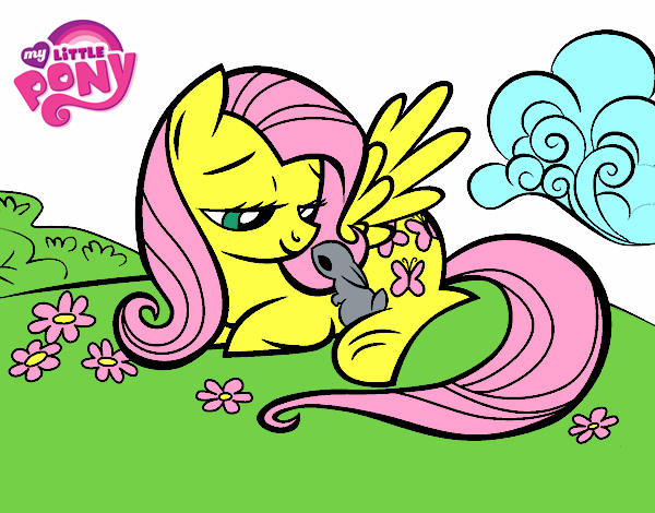 Fluttershy con un conejito