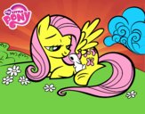 Fluttershy con un conejito