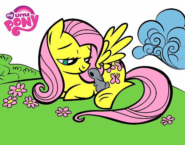 Fluttershy con un conejito