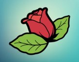 Rosa con hojas