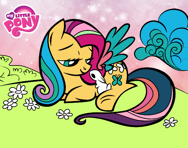 Fluttershy con un conejito