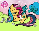 Fluttershy con un conejito