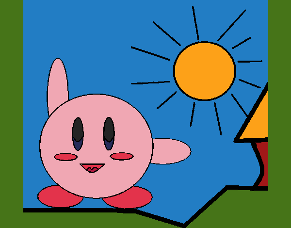 Dibujo de Kirby en un día soleado pintado por en  el día  27-07-22 a las 15:24:07. Imprime, pinta o colorea tus propios dibujos!