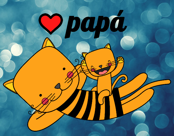 papa gato y bebe gato aww :3