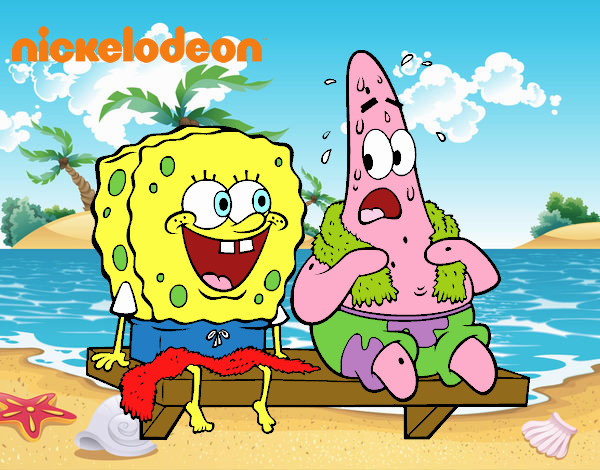 Bob Esponja y Patricio en bañador