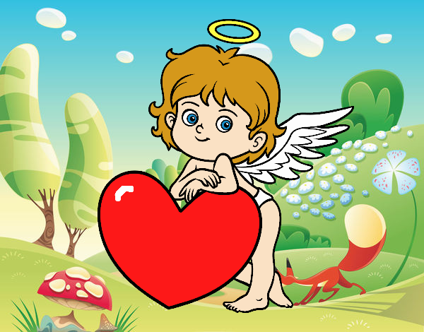 Cupido y un corazón