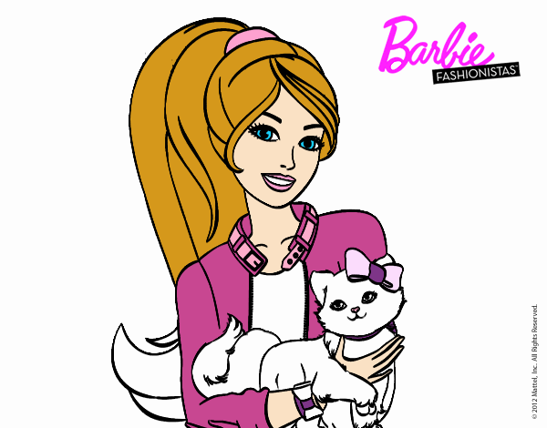 Barbie con su linda gatita