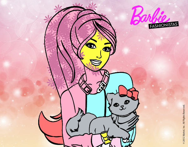 Barbie con su linda gatita