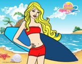 Barbie con tabla de surf