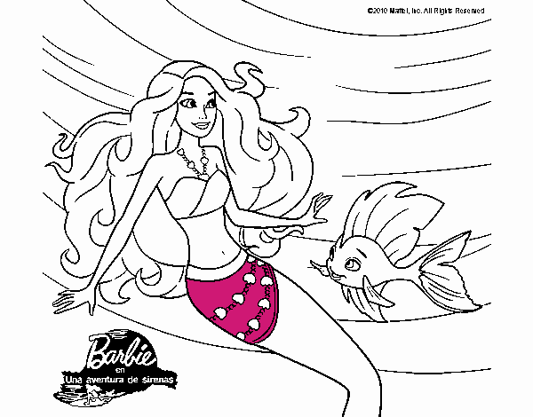 Barbie sirena con su amiga pez