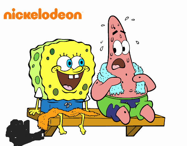 Bob Esponja y Patricio en bañador